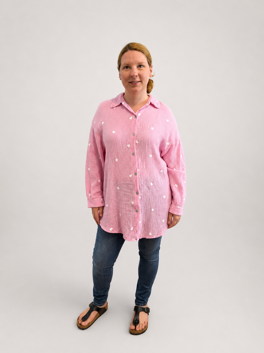 Bluse mit Herzchen pink