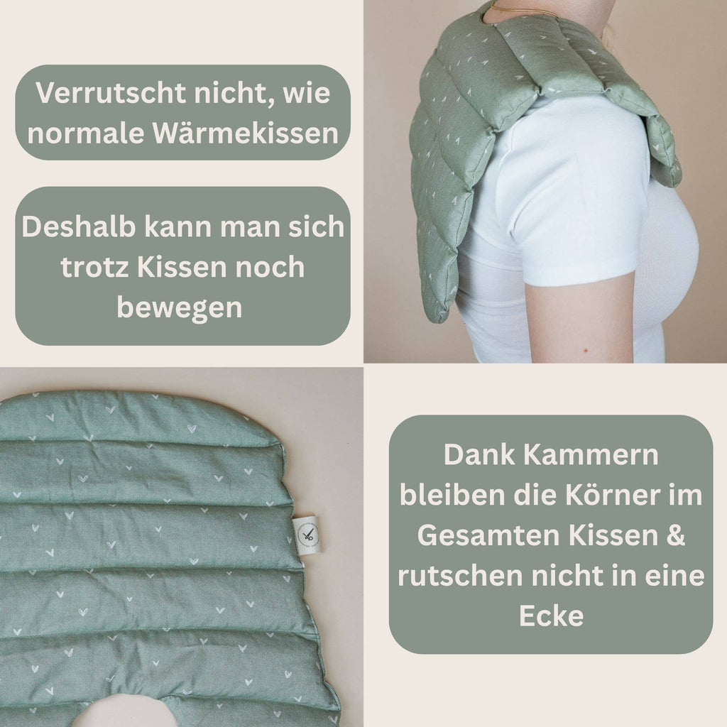 Wärmekissen mit Dinkel gefüllt - Nacken Dinkelkissen Matcha