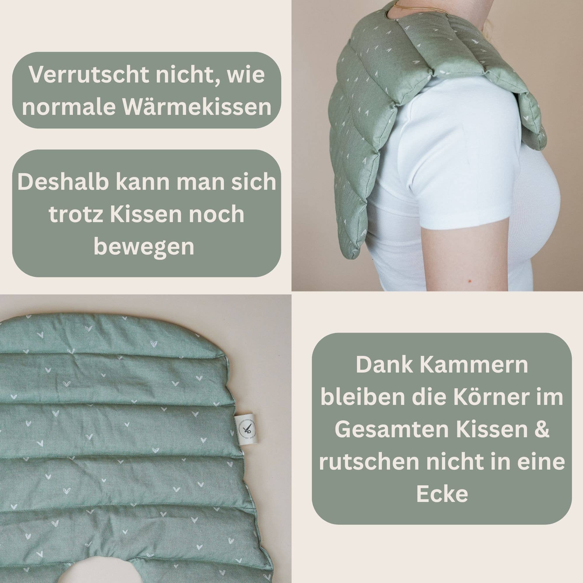 Wärmekissen mit Dinkel gefüllt - Nacken Dinkelkissen Matcha