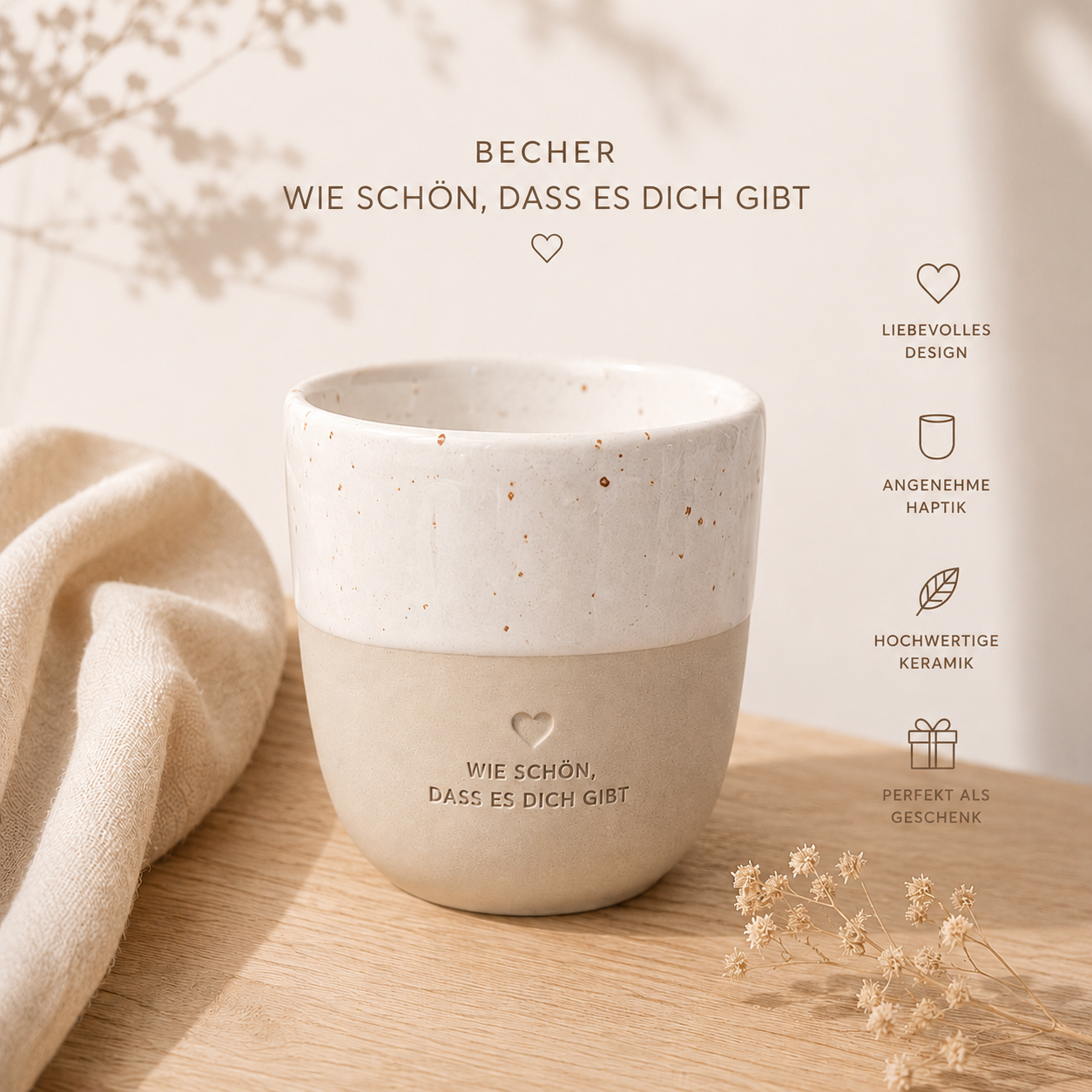 Eulenschnitt Becher wie schön, dass es dich gibt