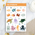 Stickerbogen mit Meereswesen – A6
