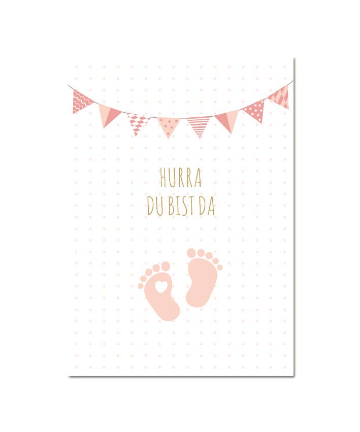 Klappkarte "Baby Feet rosé"