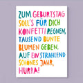 Postkarte *Zum Geburtstag* (Konfettiregen)
