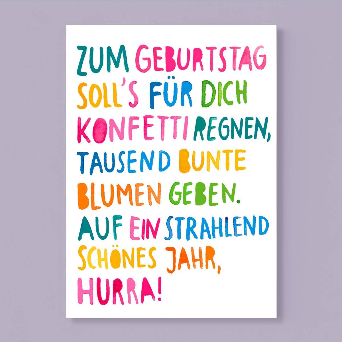 Postkarte *Zum Geburtstag* (Konfettiregen)