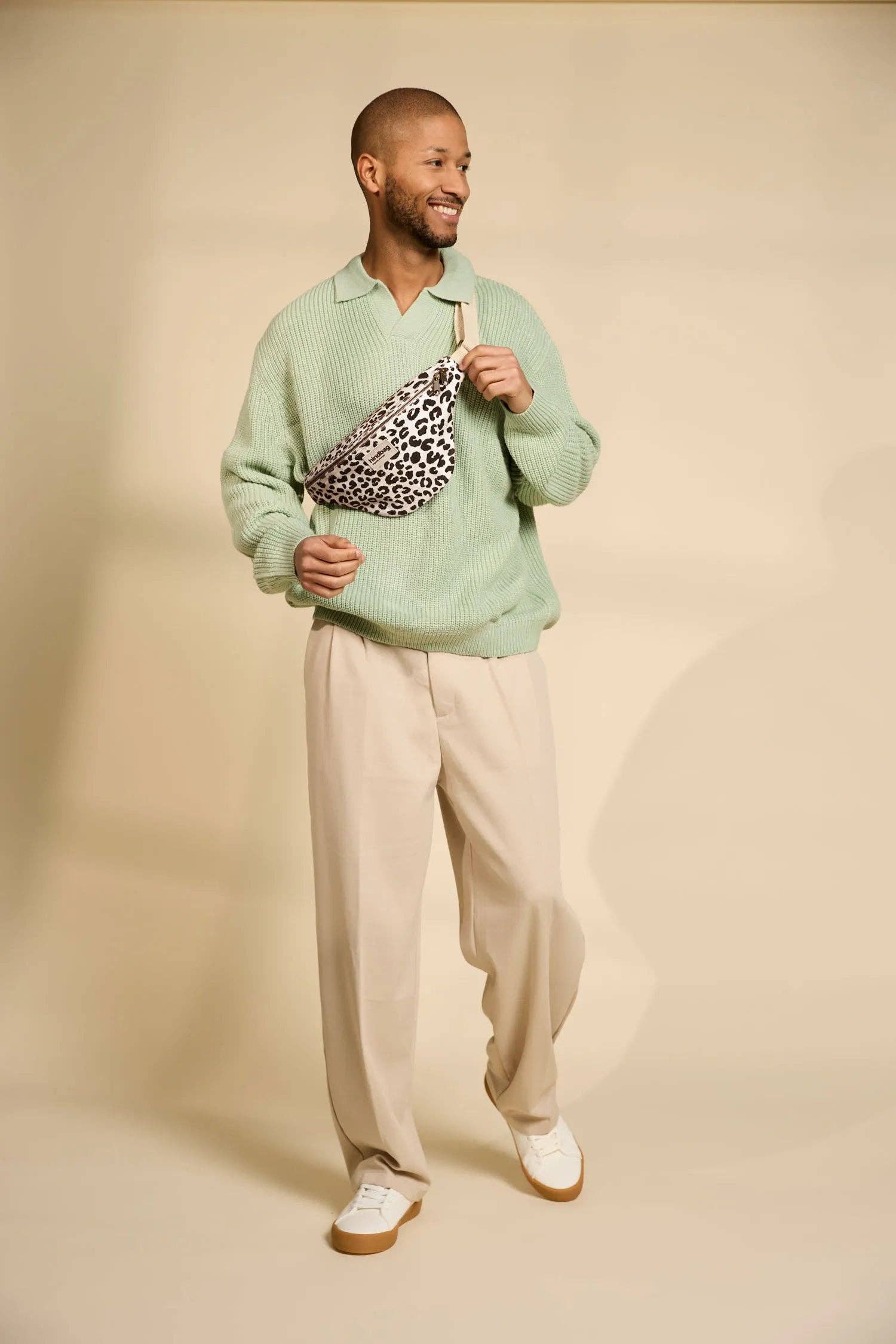 Hindbag Olivia Bauchtasche in Ecru mit Leopardenmuster