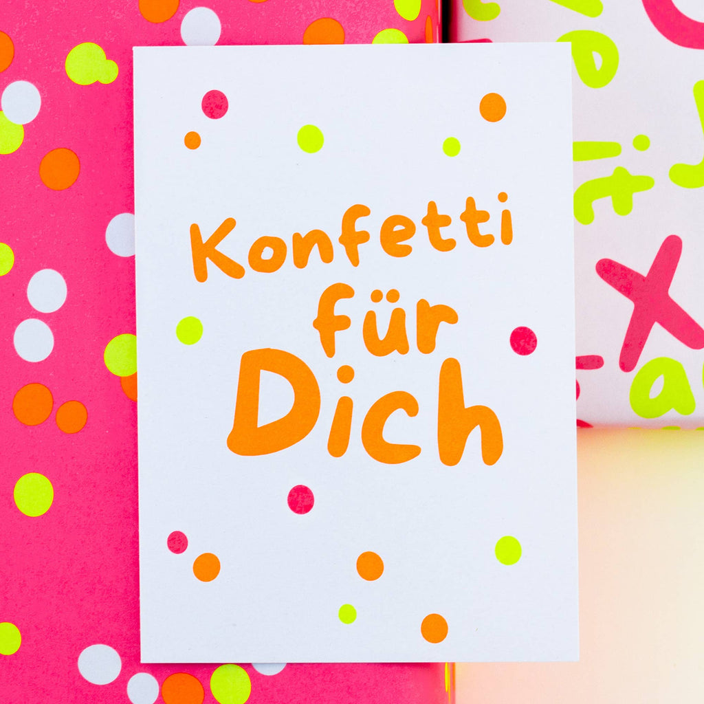 Postkarte "Konfetti für Dich" (Neon) aus Recyclingpapier