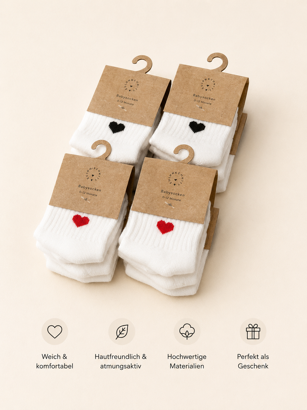 Eulenschnitt Babysocken Herz
