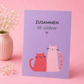 Postkarte „Zusammen ist schöner“ Freundschaftskarte Katze