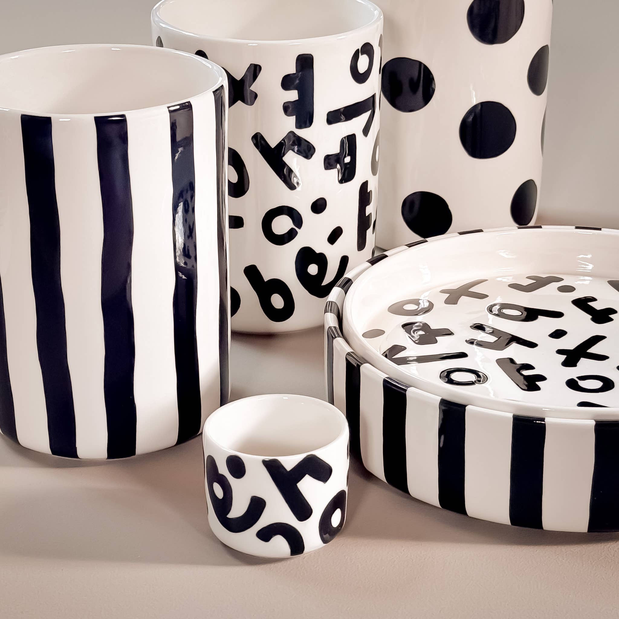 Magazin Minori Vase Stripes - vulcano black