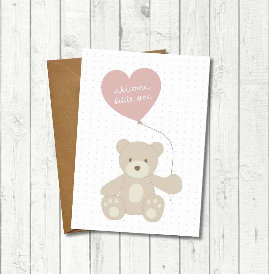 Klappkarte "Teddy rosé"