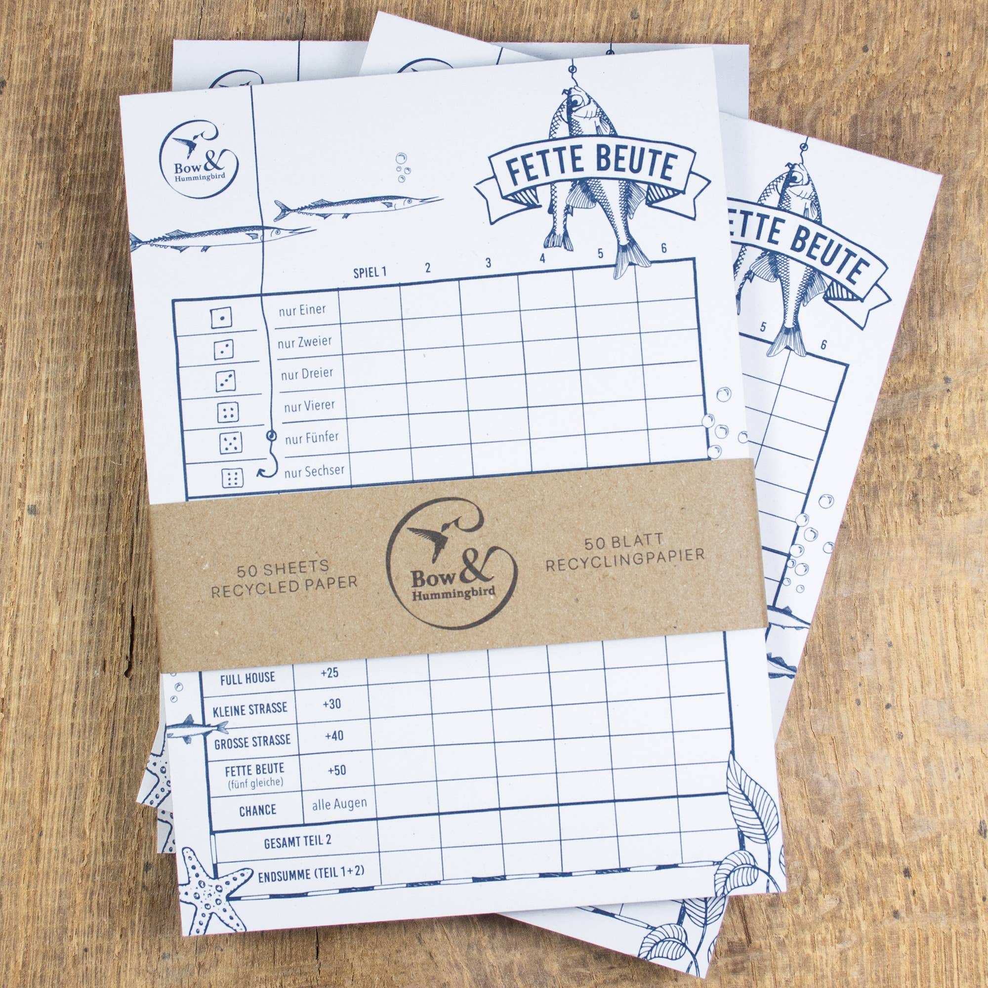 Spielblock "Fette Beute" Würfelspiel aus Recyclingpapier