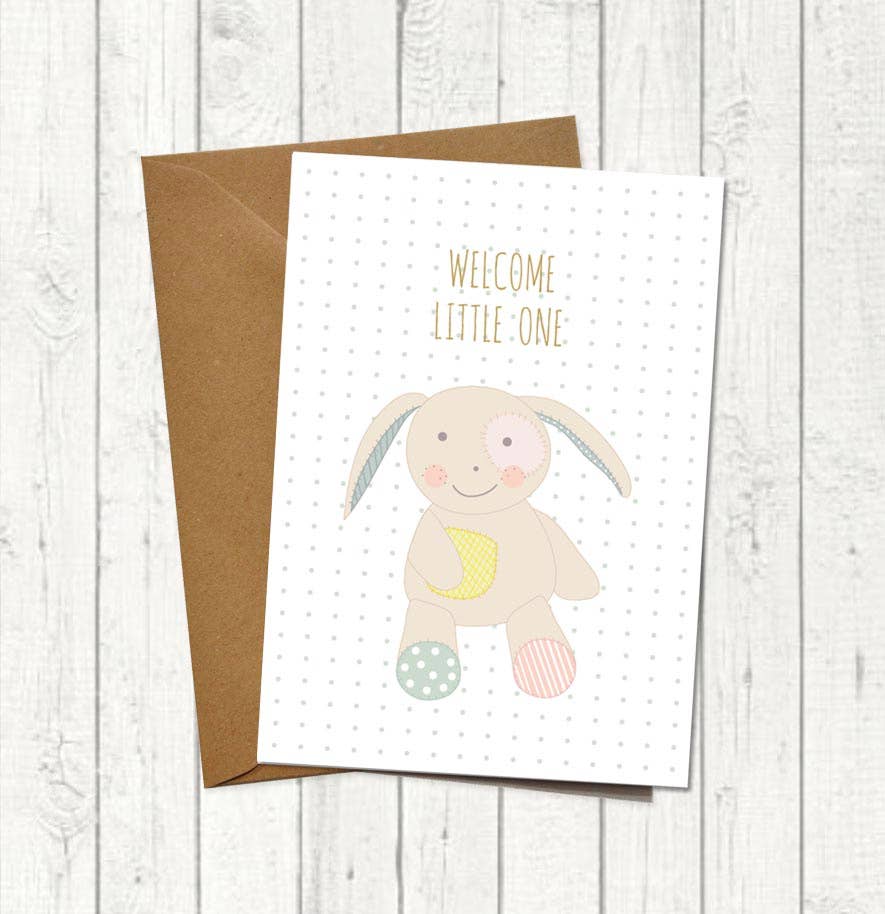 Klappkarte "Welcome little one Hase"