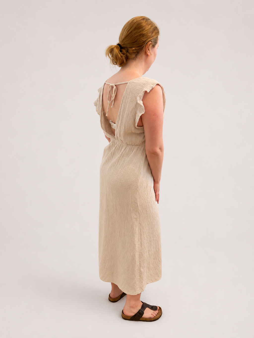 Kleid Musselin beige