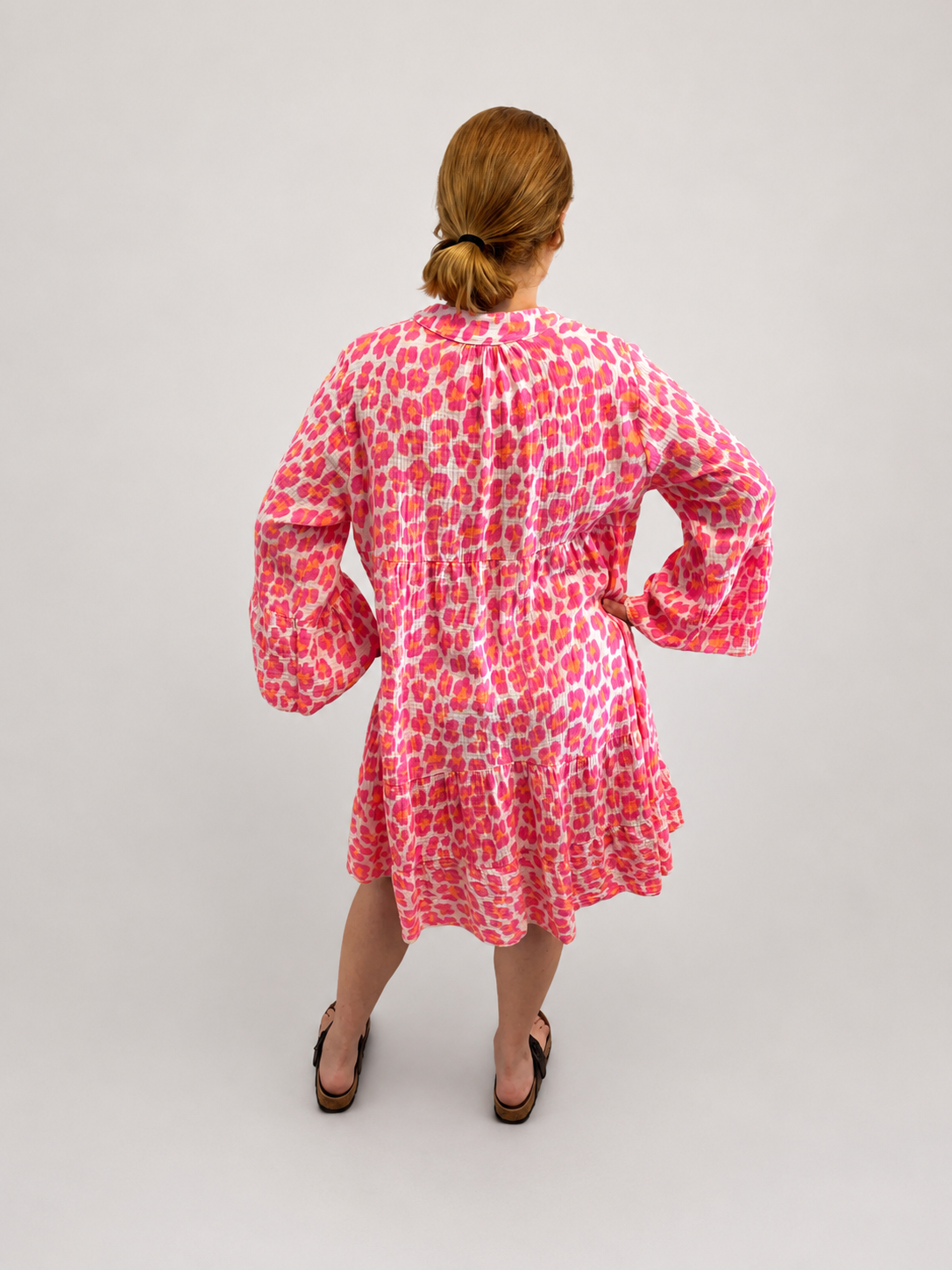 Kleid Langarm Musselin Leo Neon