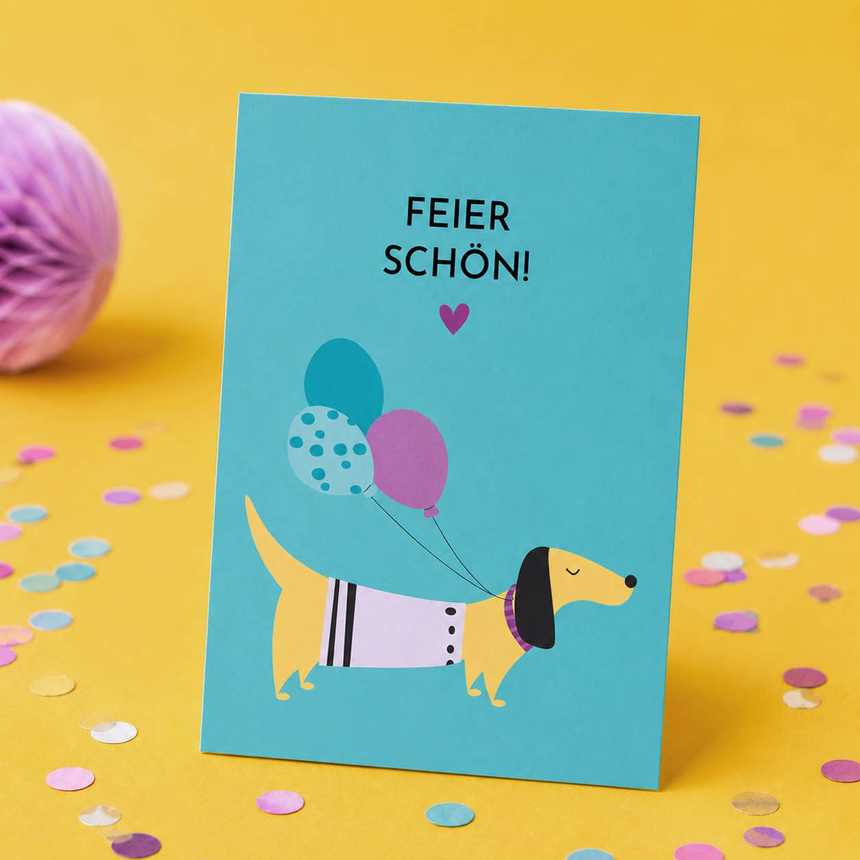 Witzige Geburtstagskarte Hund – Feier schön!