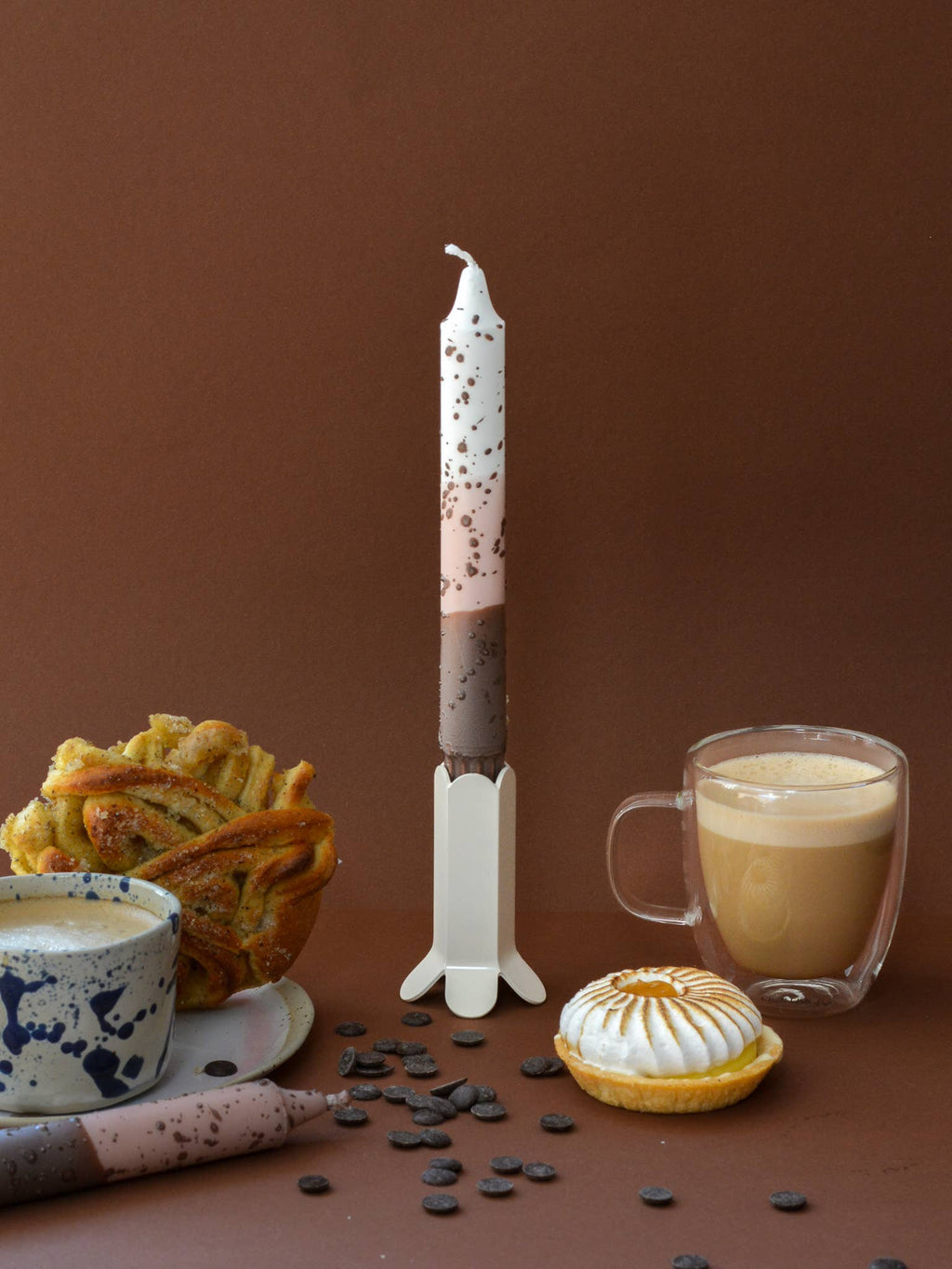 Nordtrice Dekorative 20 cm Stabkerzen - Sommerparty / Cappuccino Kaffeeflecken