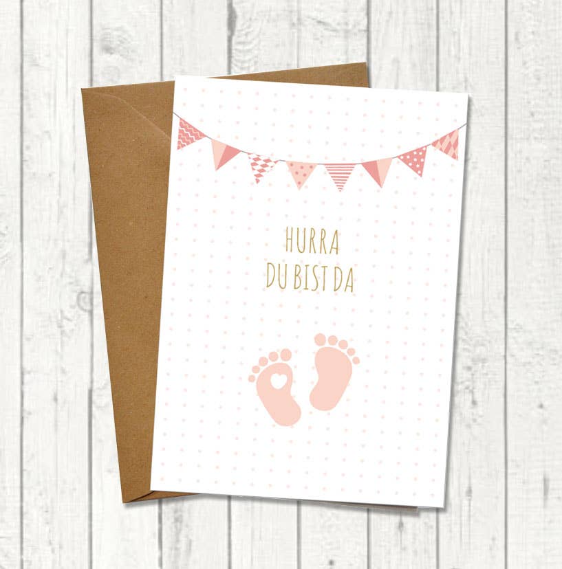 Klappkarte "Baby Feet rosé"