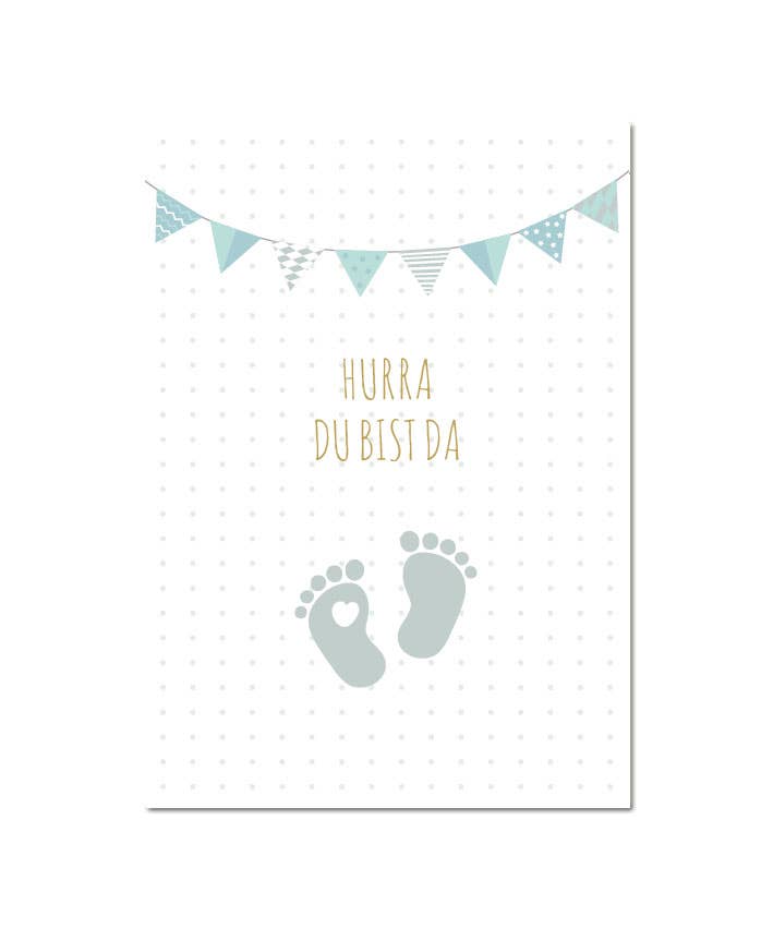 Klappkarte "Baby Feet blau"