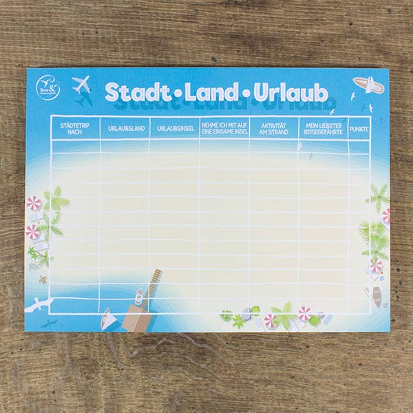 Spielblock Stadt, Land, Urlaub