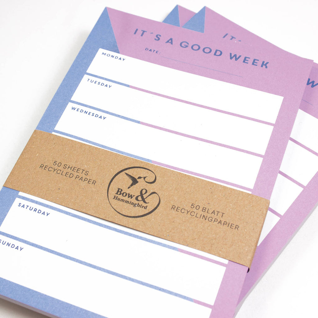 Notizblock „It´s a good Week“ aus Recyclingpapier