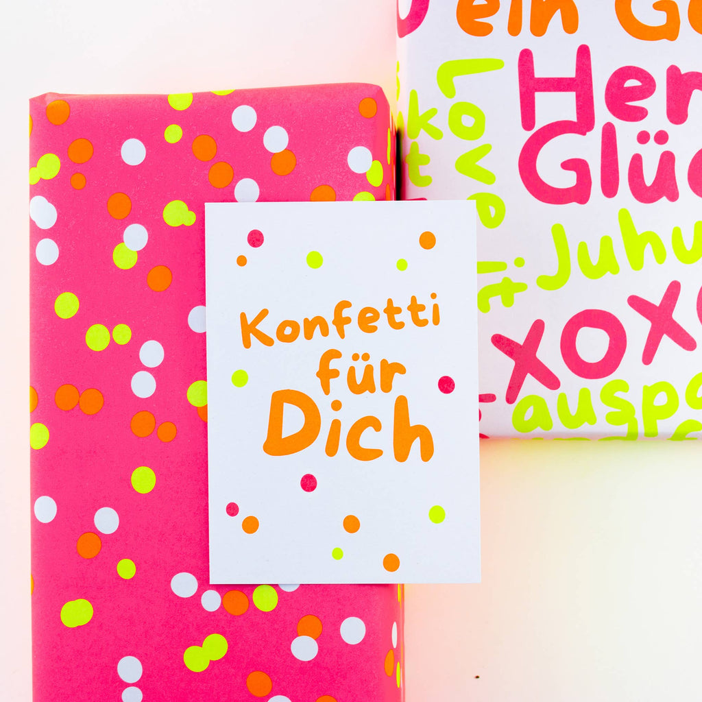 Postkarte "Konfetti für Dich" (Neon) aus Recyclingpapier