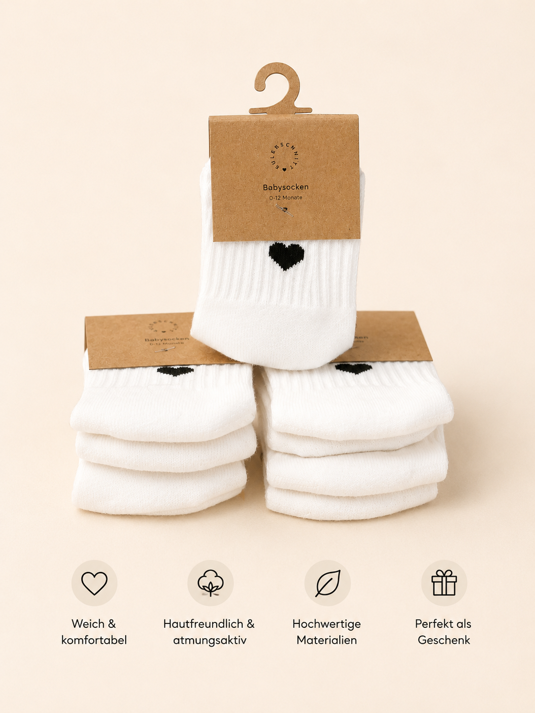 Eulenschnitt Babysocken Herz