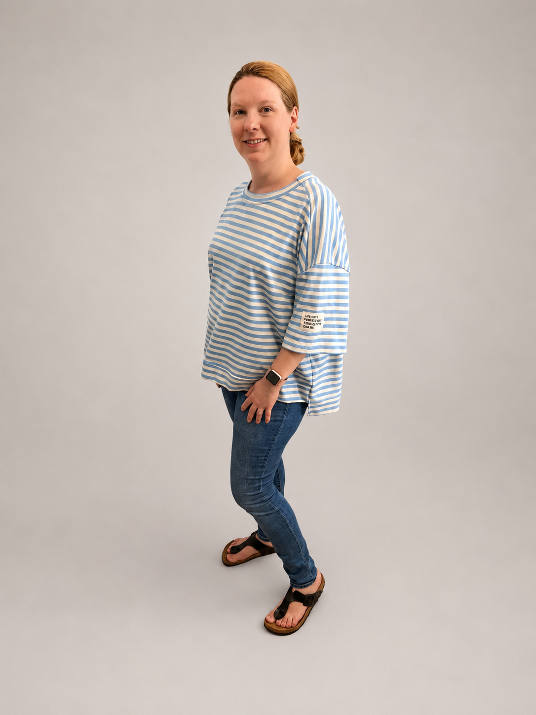 Streifenshirt hellblau/creme