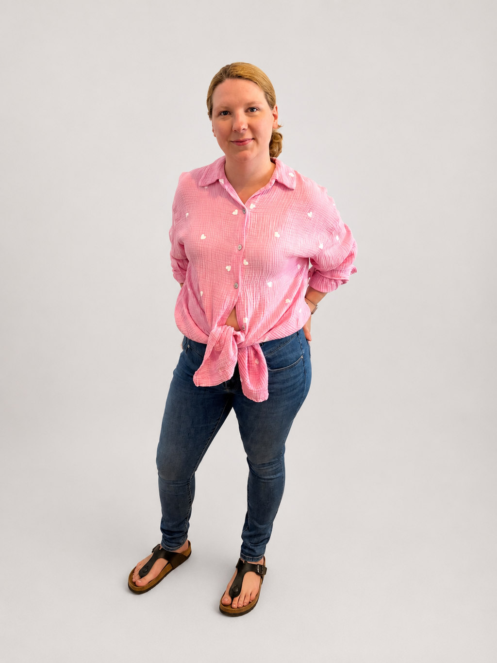 Bluse mit Herzchen pink
