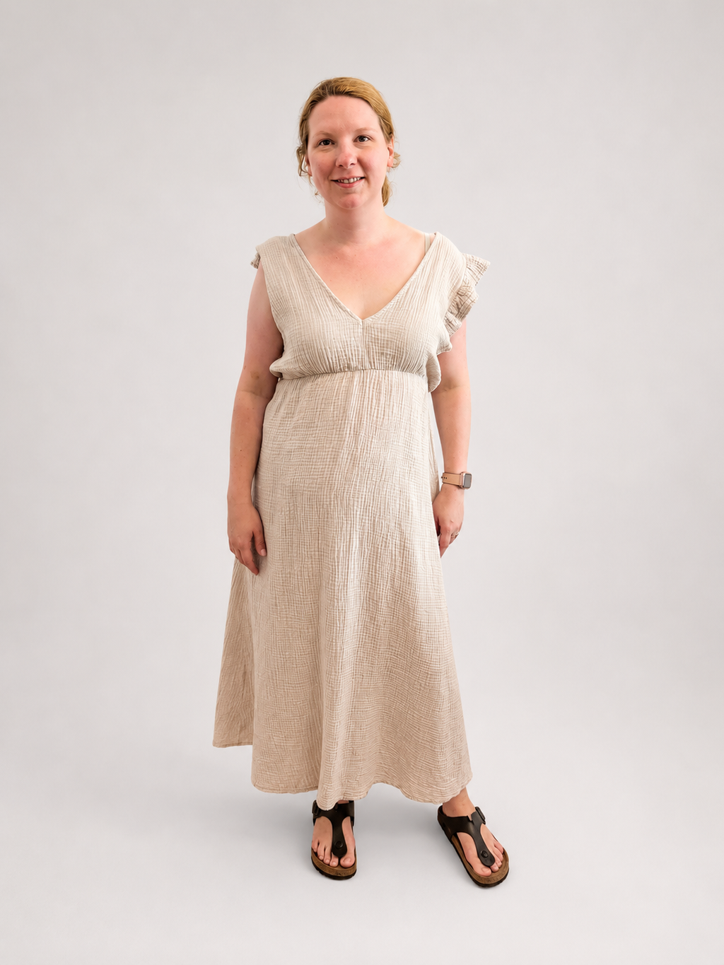 Kleid Musselin beige