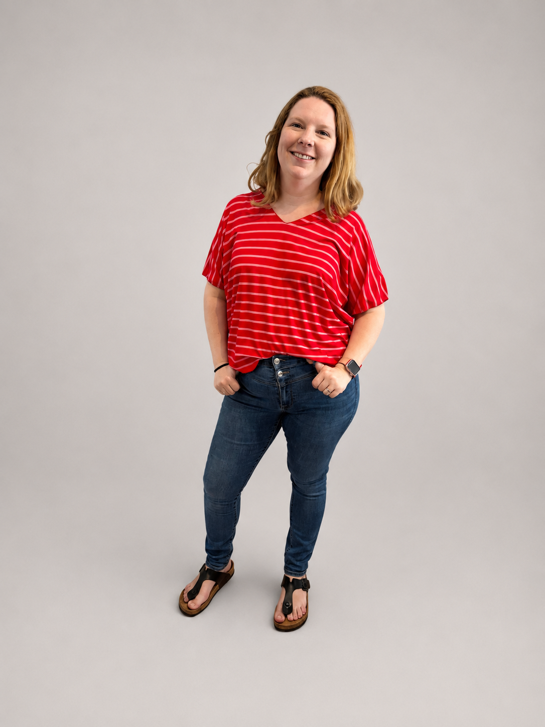 Shirt dünne Streifen rot/rosa