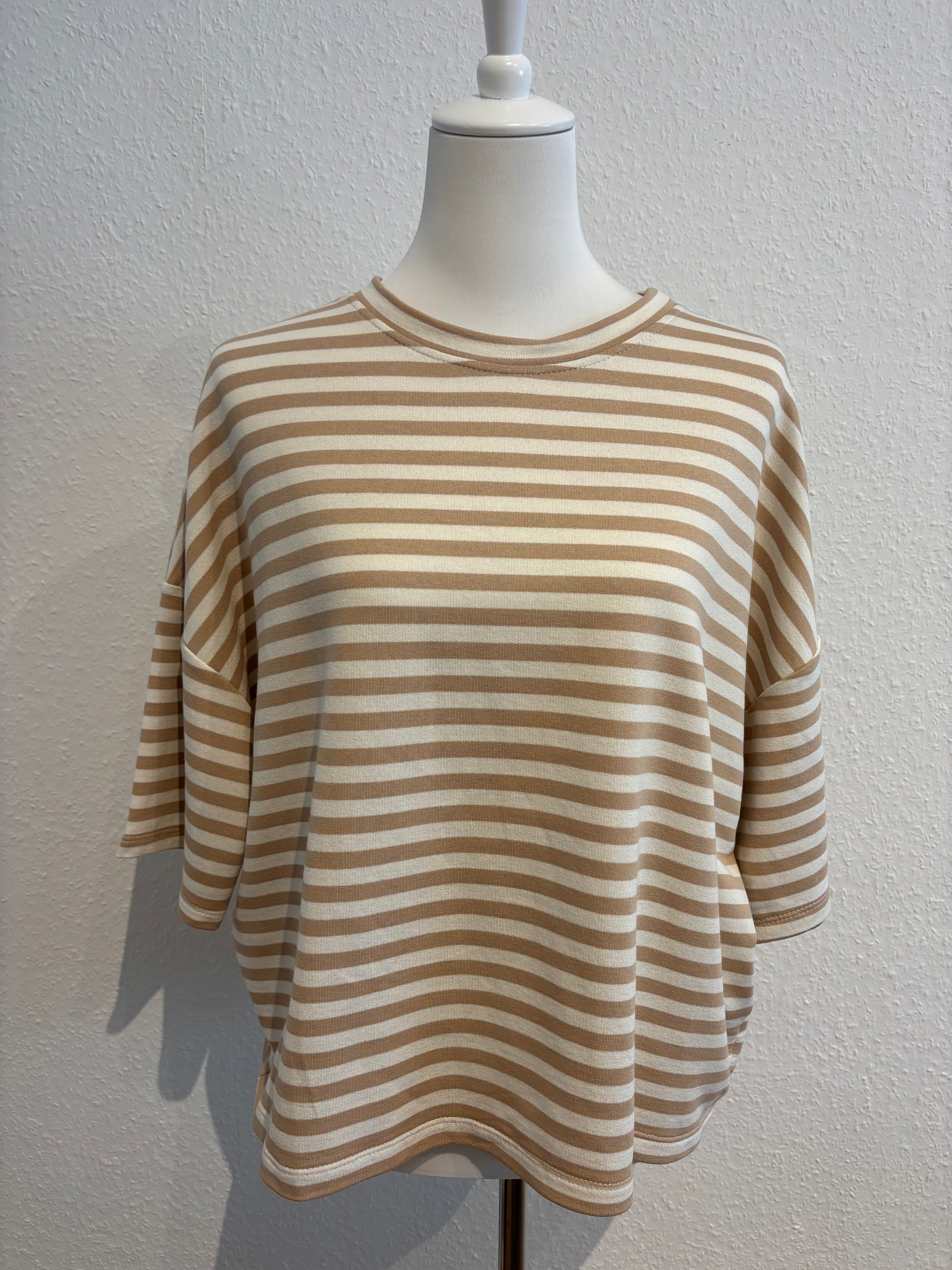 Streifenshirt beige/weiß