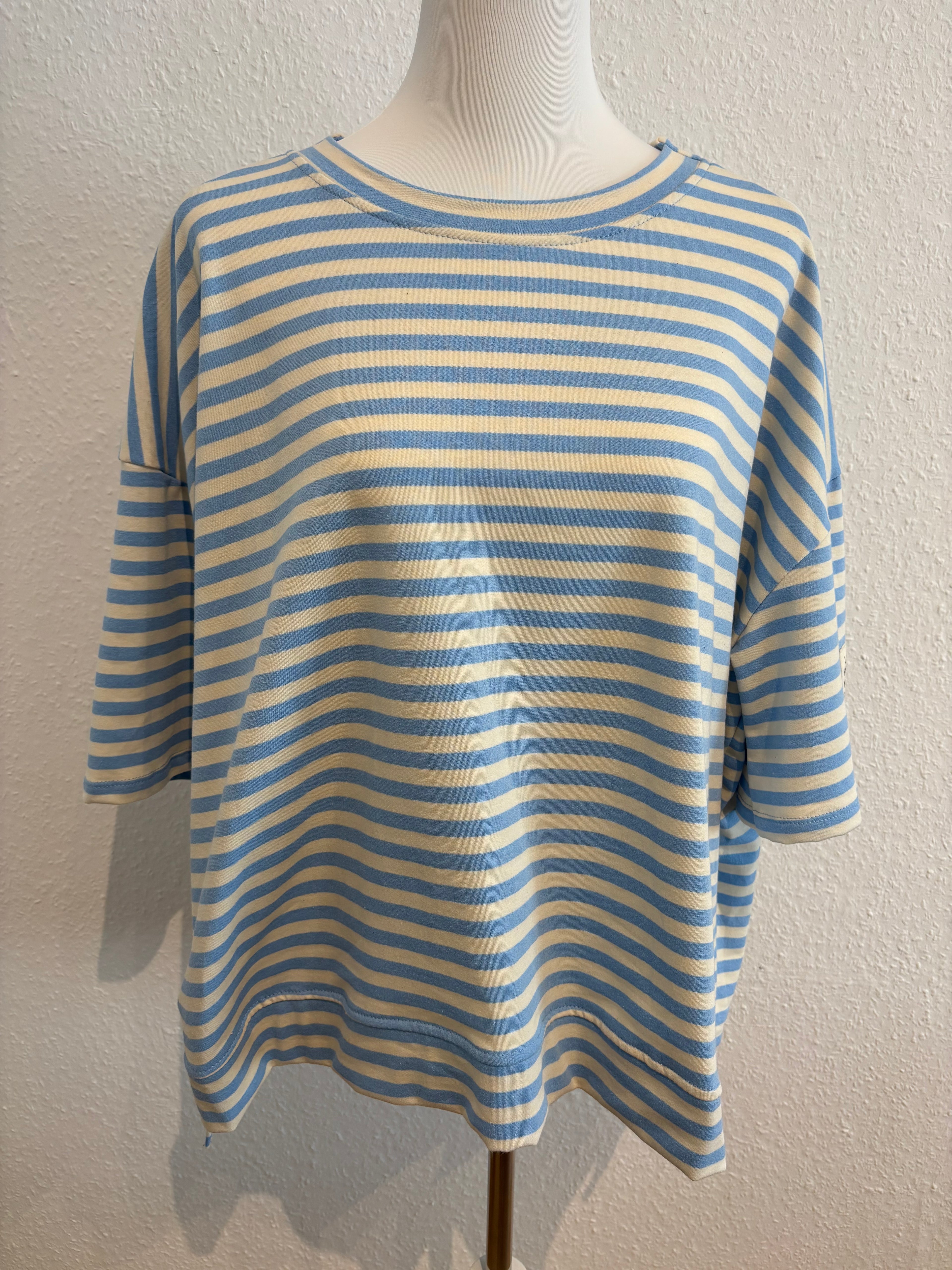 Streifenshirt hellblau/creme