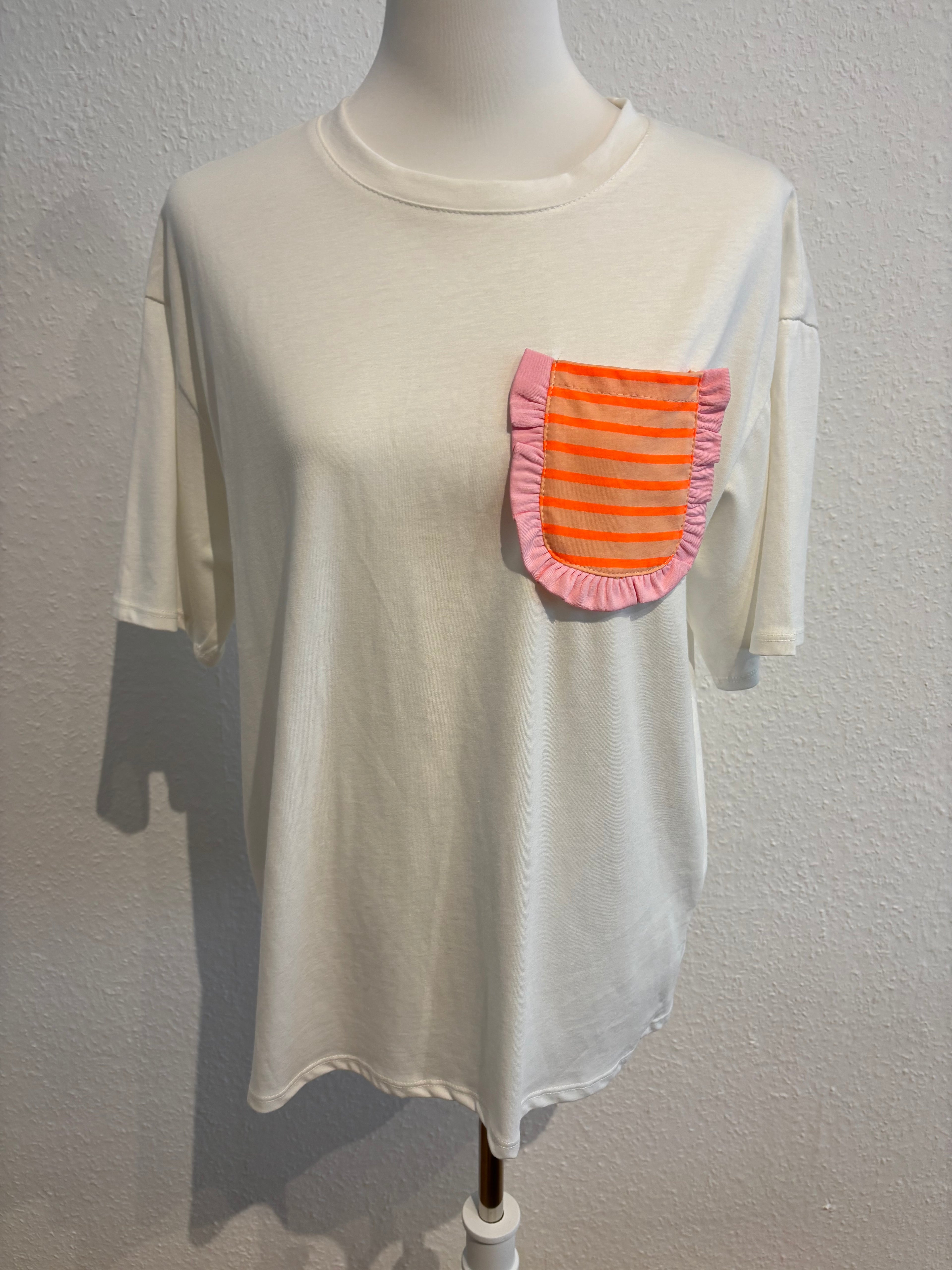 T-Shirt mit Streifen weiß