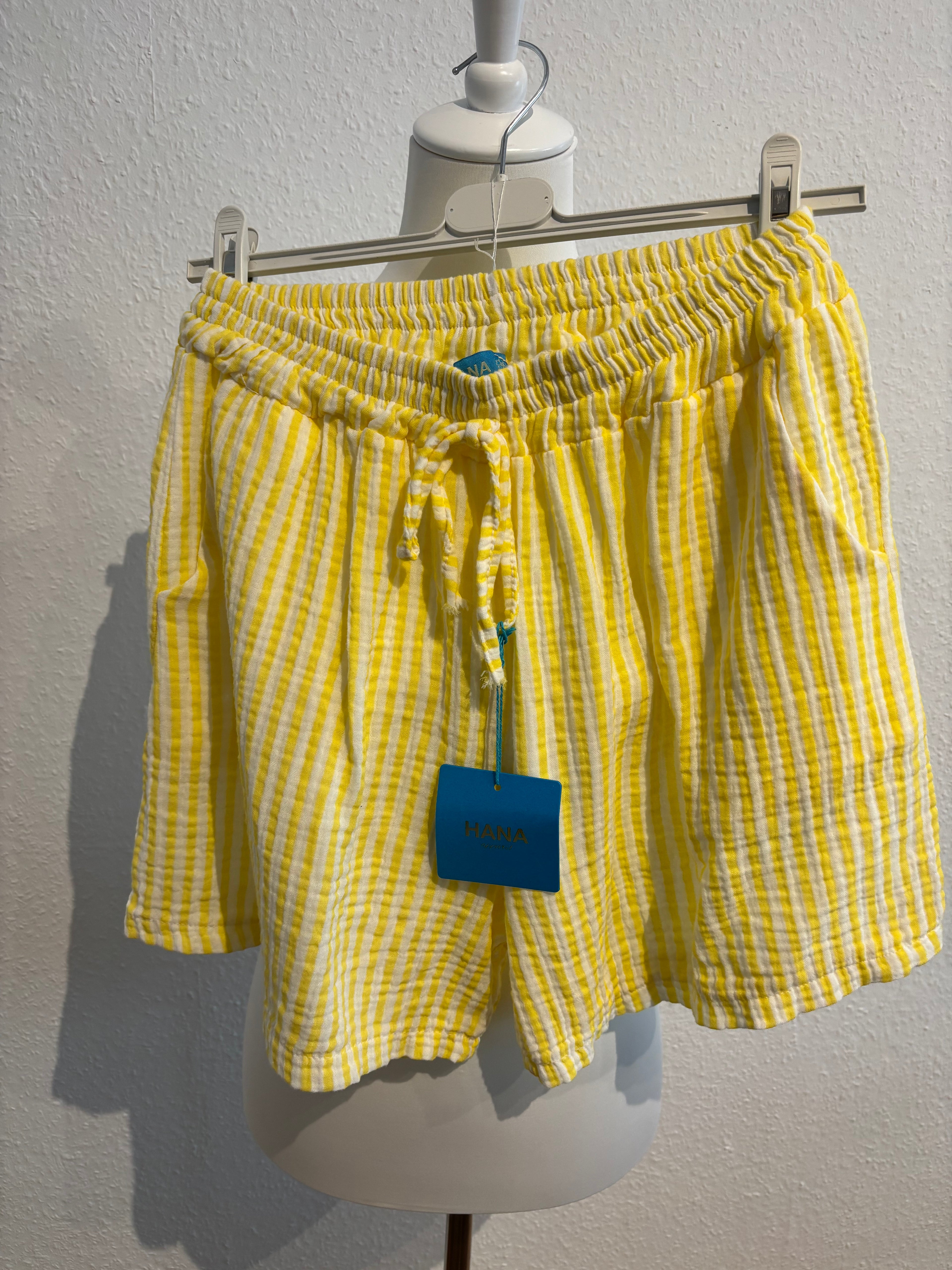 Musselin Shorts gelb/weiß gestreift