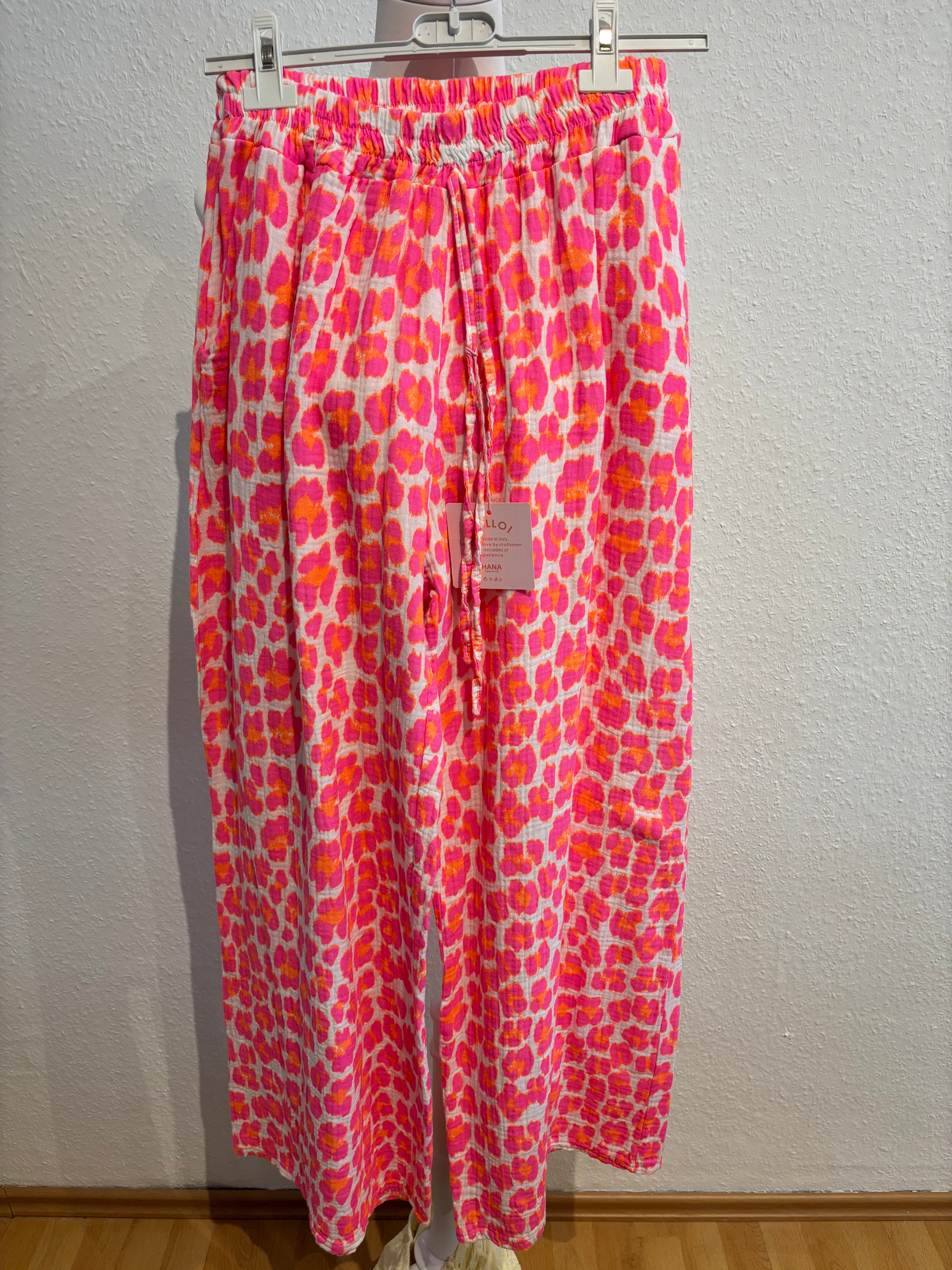 Musselin Hose Leo pink/orange