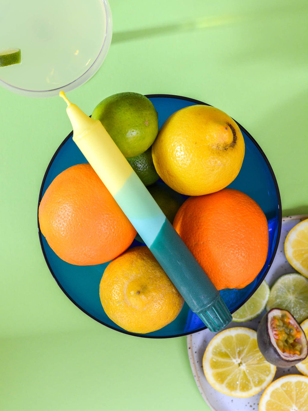 Tafelkerzen für Sommerparty – Grüner Limonadenlook