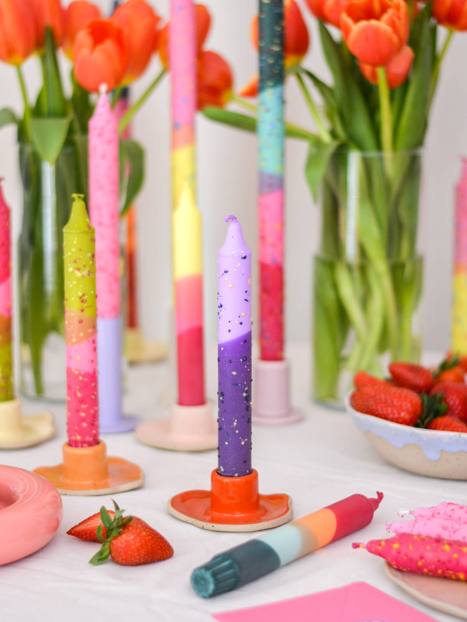 Stabkerzen Sommer / Lavendel-Konfetti