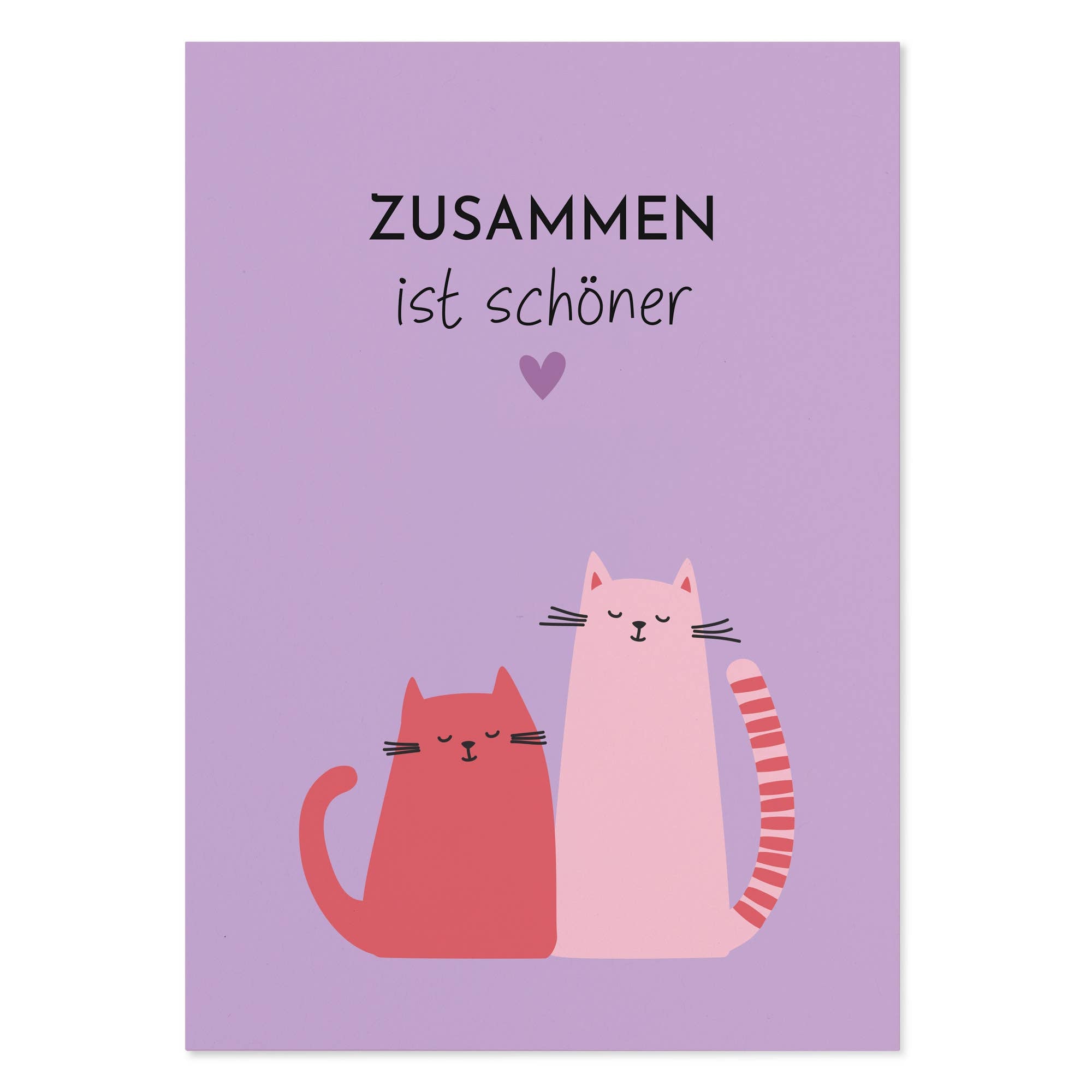 Postkarte „Zusammen ist schöner“ Freundschaftskarte Katze