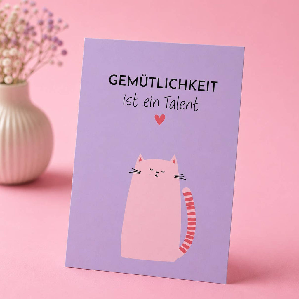 Postkarte mit Spruch „Gemütlichkeit ist ein Talent“