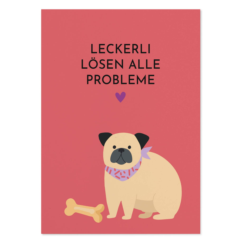 Postkarte mit Spruch – Leckerli lösen alle Probleme