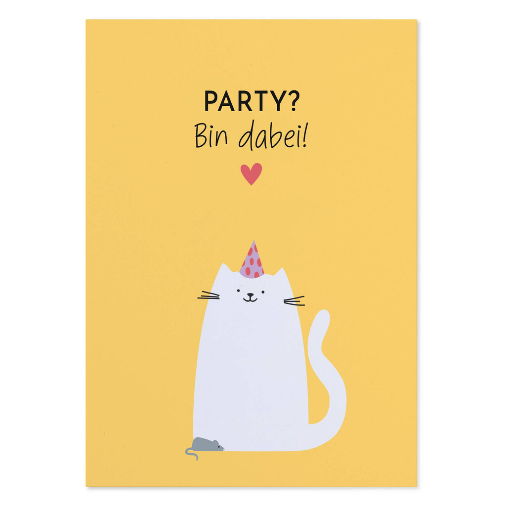 Witzige Geburtstagskarte Katze – Party? Bin dabei!