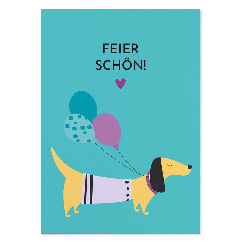 Witzige Geburtstagskarte Hund – Feier schön!