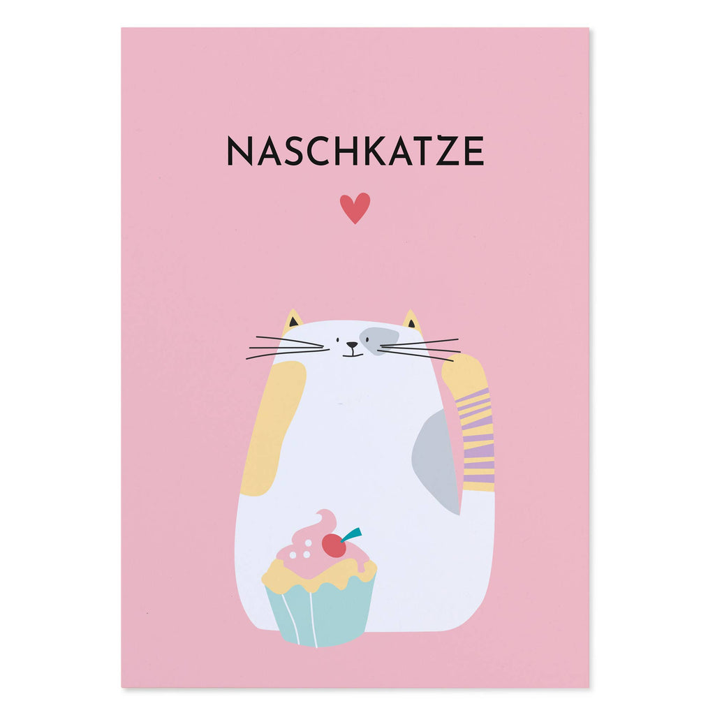 Postkarte mit Spruch „Naschkatze“ Karte mit Katze