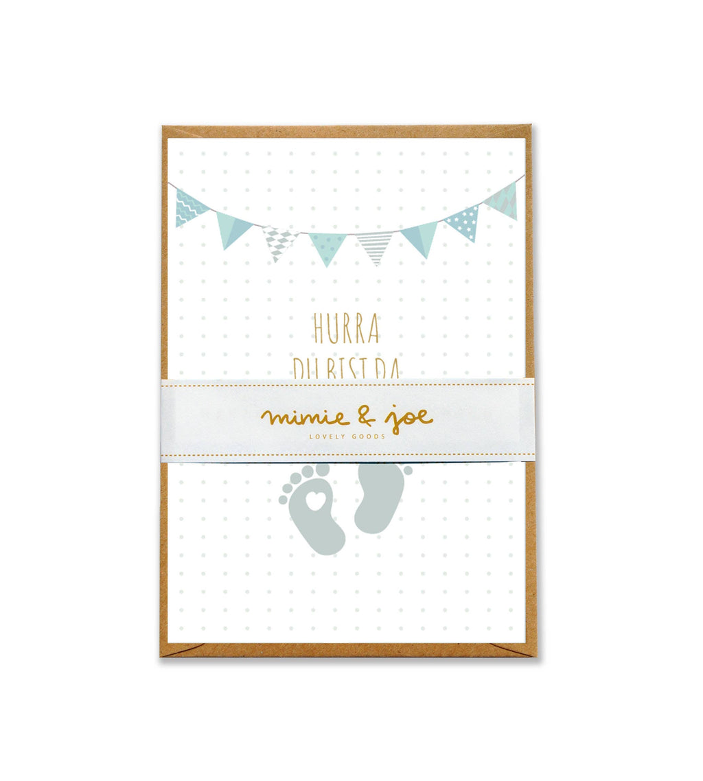 Klappkarte "Baby Feet blau"