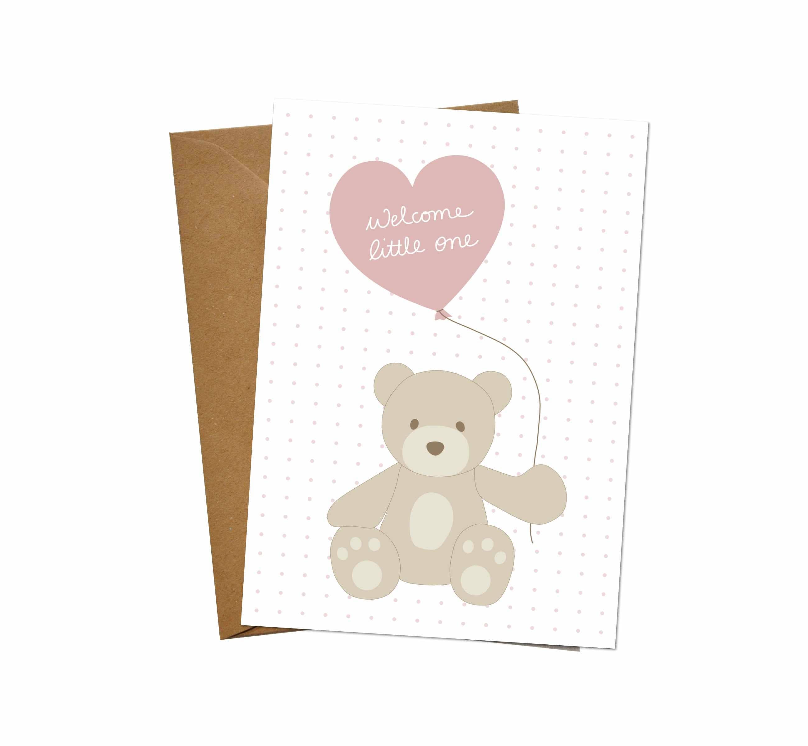 Klappkarte "Teddy rosé"
