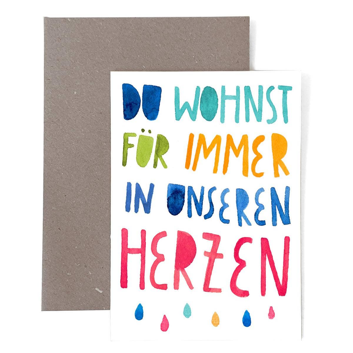 Trauerkarte *Du wohnst für immer in unseren Herzen* (Klappkarte)