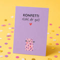 Witzige Geburtstagskarte Katze „Konfetti steht dir gut!“